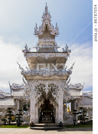 Elaborate sculptures at the famous Wat Rong Khun (White Temple) in Chiang Rai, Elaborate sculptures at the famous Wat Rong Khun (White Temple) in Chiang Rai, 86787054