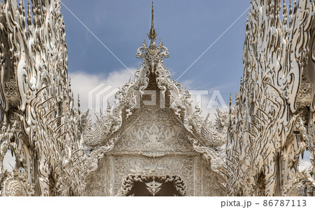 Elaborate sculptures at the famous Wat Rong Khun (White Temple) in Chiang Rai, Elaborate sculptures at the famous Wat Rong Khun (White Temple) in Chiang Rai, 86787113
