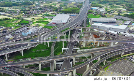高速道路のジャンクション　空撮 86787334