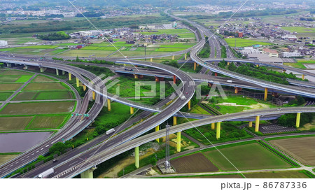高速道路のジャンクション　空撮 86787336