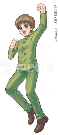 元気にガッツポーズをとる男子学生(アニメタッチ) 元気にガッツポーズをとる男子学生(アニメタッチ) 86788647