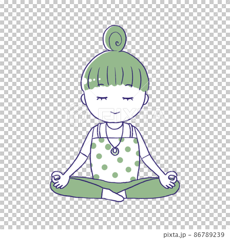 A woman meditating with her eyes closed 86789239