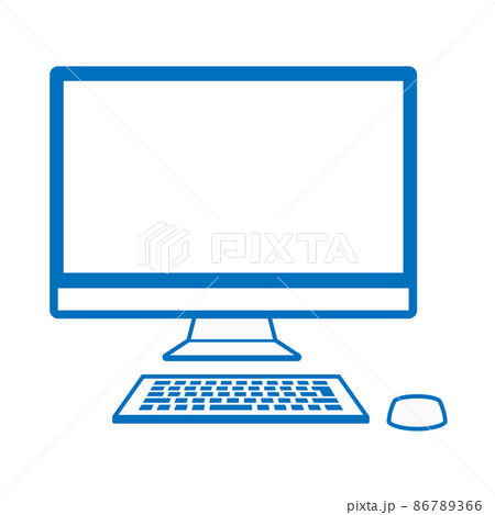 デスクトップパソコン　線画　ブランクスクリーン 86789366