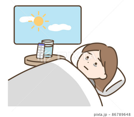 起床　女性　寝不足 86789648