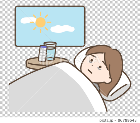 起床　女性　寝不足 86789648