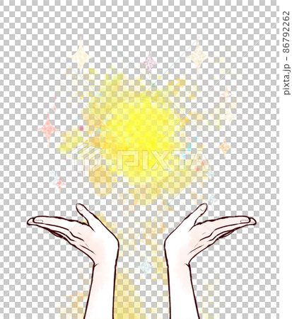 Hands wrapping a shining aura 86792262