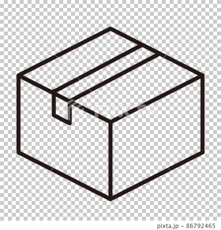 Simple line drawing monochrome icon / white background of cardboard box Simple line drawing monochrome icon / white background of cardboard box 86792465