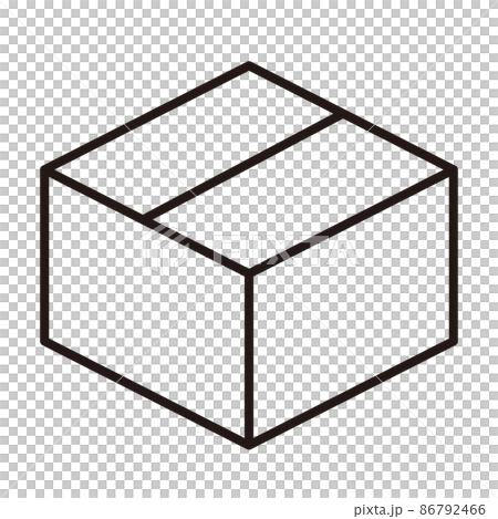 Simple line drawing monochrome icon / white background of cardboard box 86792466