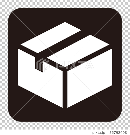 段ボール箱のシンプル白抜きモノクロ角丸正方形アイコン 段ボール箱のシンプル白抜きモノクロ角丸正方形アイコン 86792498