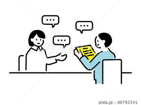 資料をもとに打ち合わせする二人のイラスト 86792541