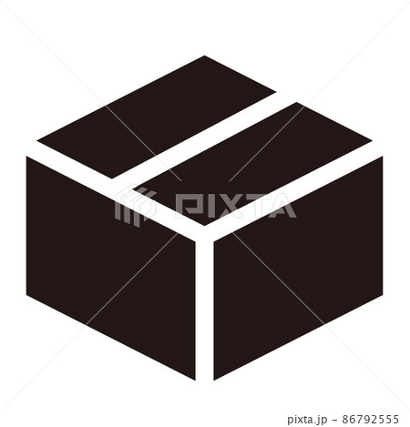 段ボール箱のシンプルモノクロアイコン/白背景 86792555