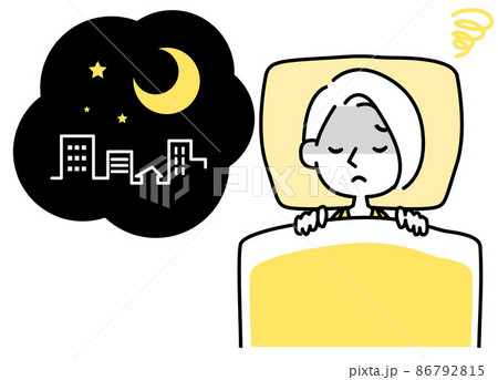 眠れない女性のイラスト　ストレス　イライラ　疲労 86792815