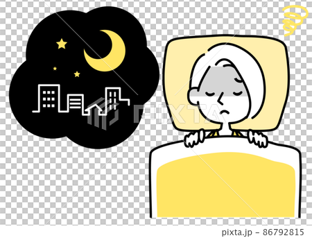 眠れない女性のイラスト　ストレス　イライラ　疲労 86792815