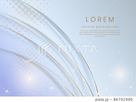 Abstract 3d white and grey curved layers background with lighting effect and sparkle with copy space for text. Luxury design style. 86792990
