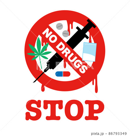 STOPドラッグ　薬物禁止マーク 86793349