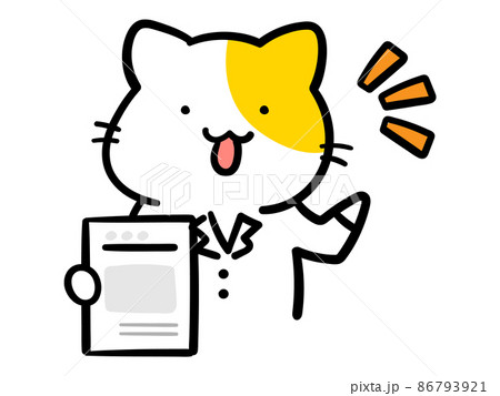 薬を処方する薬剤師のねこのかわいい手描き風イラスト 86793921