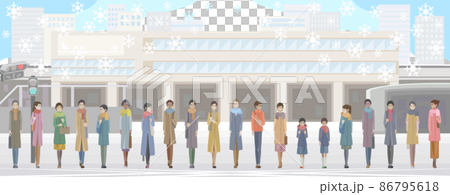 走在車站前的學生和成人 86795618