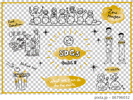 SDGs 目標 2“零飢餓”圖像簡單線條畫集 86796032