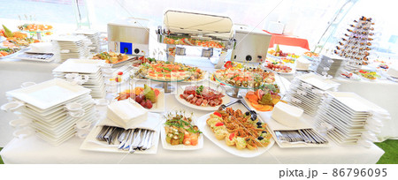 catering table set service with silverware and glass stemware at restaurant before party catering table set service with silverware and glass stemware at restaurant before party 86796095