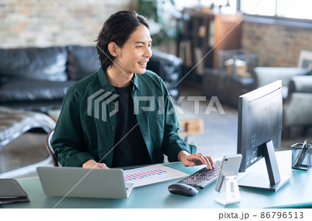 リビング　テレワーク　リモートワーク　パソコン　ライフスタイル 86796513