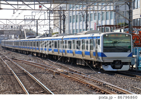 常磐線を走行するE531系電車 千葉県松戸市松戸の松戸駅 常磐線を走行するE531系電車 千葉県松戸市松戸の松戸駅 86796860