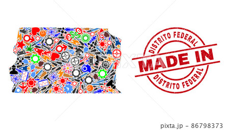 Production Mosaic Brazil Distrito Federal Map and Made in Distress Seal 86798373