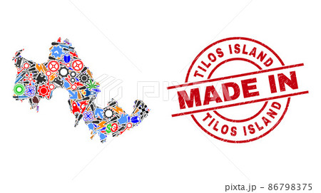 Service Collage Tilos Island Map and Made in Distress Watermark Service Collage Tilos Island Map and Made in Distress Watermark 86798375