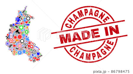 Education Mosaic Champagne Province Map and Made in Scratched Stamp Education Mosaic Champagne Province Map and Made in Scratched Stamp 86798475
