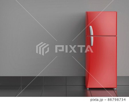 Red refrigerator in the kitchen 86798734