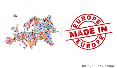Development Mosaic Europe Map and Made in Distress Stamp Development Mosaic Europe Map and Made in Distress Stamp 86799068