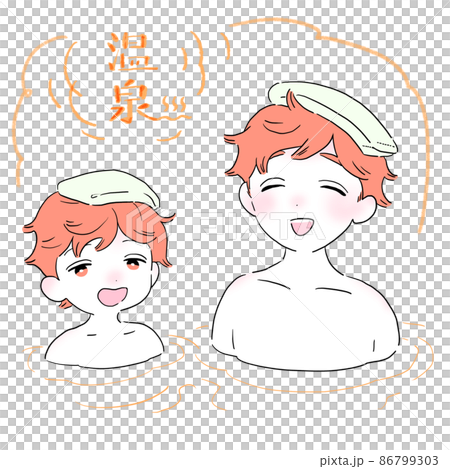 Parent and child men who use hot springs 86799303