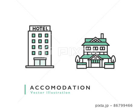 ホテルや旅館など宿泊施設のイメージイラスト素材のイラスト素材