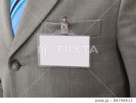 White Blank Badge on mens torso 86799913