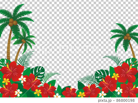 Tropical background hibiscus and palm trees 86800198