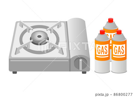 卓上コンロ・カセットコンロとカセットボンベのイラストイメージ 卓上コンロ・カセットコンロとカセットボンベのイラストイメージ 86800277