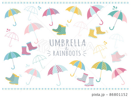 傘と長靴イラストセット 86801152