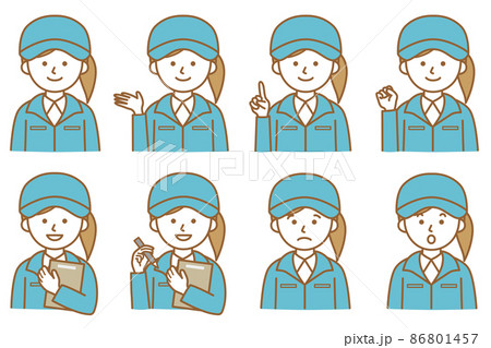 人 作業着 ワイシャツ ブラウス キャップ 帽子 Ai 素材 イラスト ベクターのイラスト素材