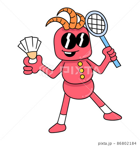 monsters playing badminton, doodle icon image kawaii monsters playing badminton, doodle icon image kawaii 86802184