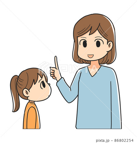 笑顔で言い聞かせる母親と娘 笑顔で言い聞かせる母親と娘 86802254