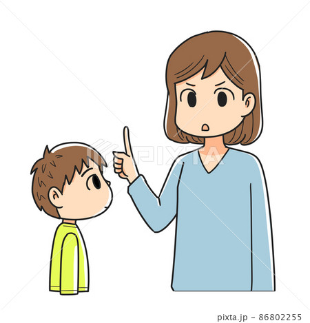 言い聞かせる母親と息子 86802255