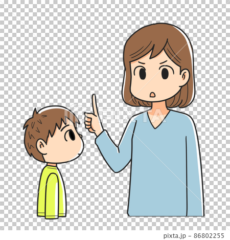 言い聞かせる母親と息子 86802255