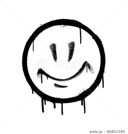 Graffiti emoticon. Smiling face painted with smudges of spray paint. Vector illustration 86802380