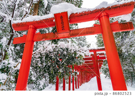 雪の南宮大社、南宮稲荷神社の千本鳥居〈岐阜県不破郡〉 雪の南宮大社、南宮稲荷神社の千本鳥居〈岐阜県不破郡〉 86802523