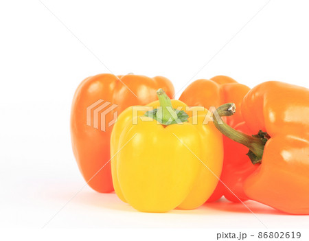 fresh pepper vegetables isolated on white background fresh pepper vegetables isolated on white background 86802619