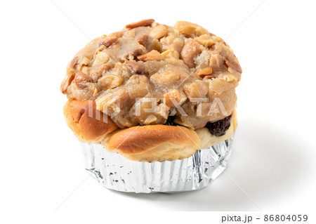 Butterscotch Bread with nuts on top isolated on white background, Homemade bakery Butterscotch Bread with nuts on top isolated on white background, Homemade bakery 86804059