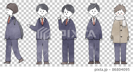 人物イラストセット 男子高生のイラスト素材