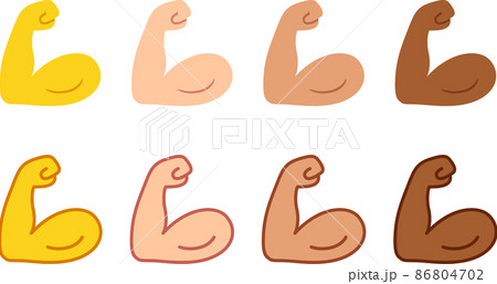 Flexing arm bicep emoji icon set 86804702