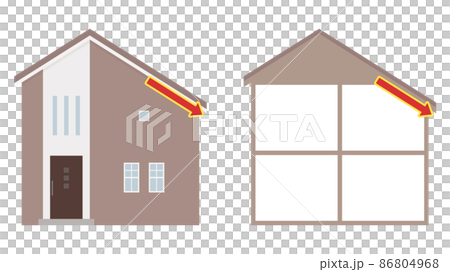 檁條下的房子的插圖_外觀和橫截面_布朗 86804968