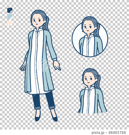 Illustration of a woman in a long shirt relaxing 86805788
