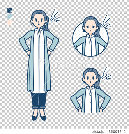 Illustration of a woman in a long shirt getting angry Illustration of a woman in a long shirt getting angry 86805841